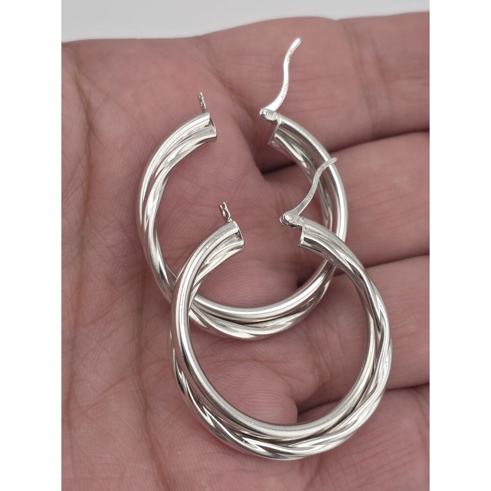 NEW HOP EARRINGS STERLING SILVER 925 RHODIUM PLATED - Picture 3 of 10